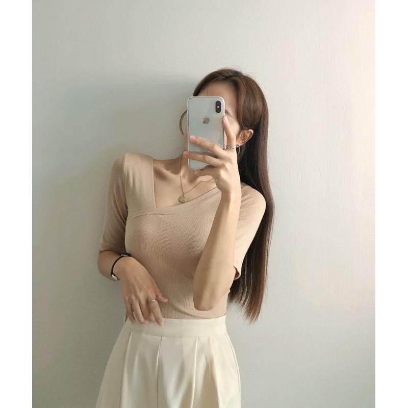 【現貨】MiaoMiao Korea 氣質顯瘦 不對稱斜肩上衣 東大門 正韓代購-細節圖4