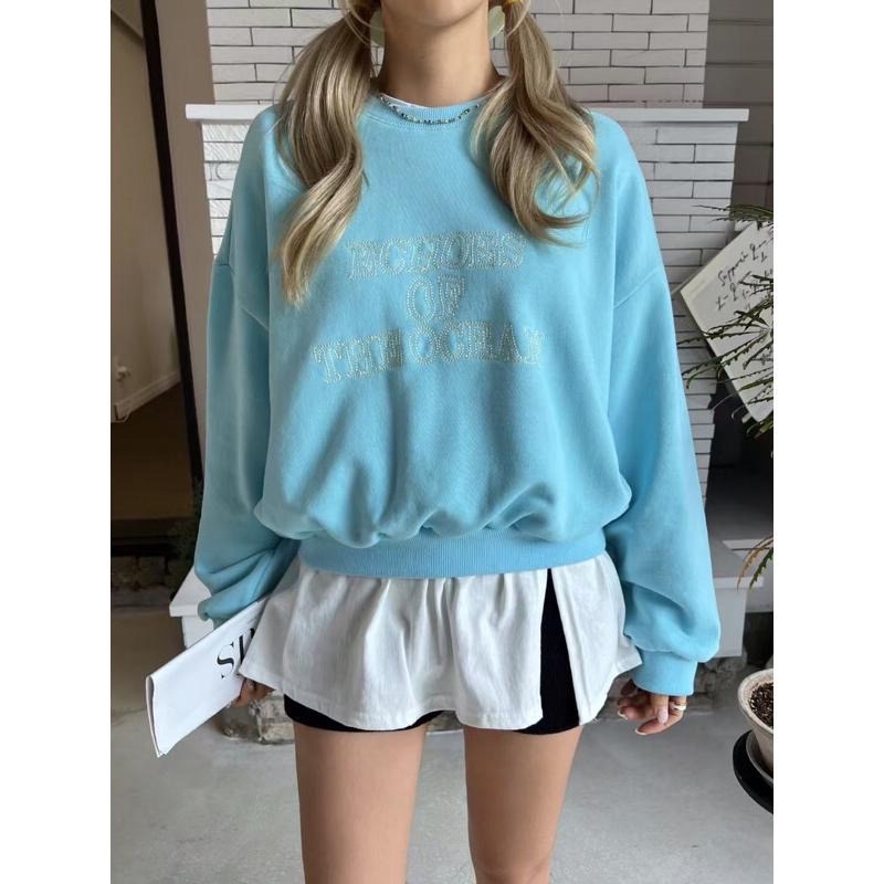 【現貨】MiaoMiao Korea 字母撞色拼接大學T plum 金髮歐膩 春季 東大門 正韓代購-細節圖3