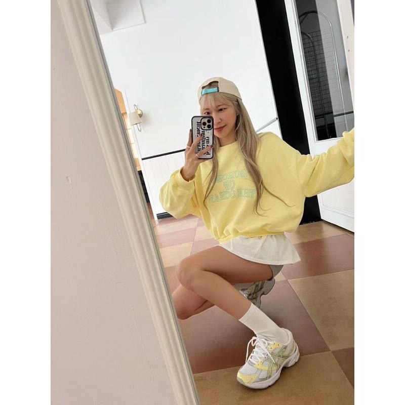 【現貨】MiaoMiao Korea 字母撞色拼接大學T plum 金髮歐膩 春季 東大門 正韓代購-細節圖5