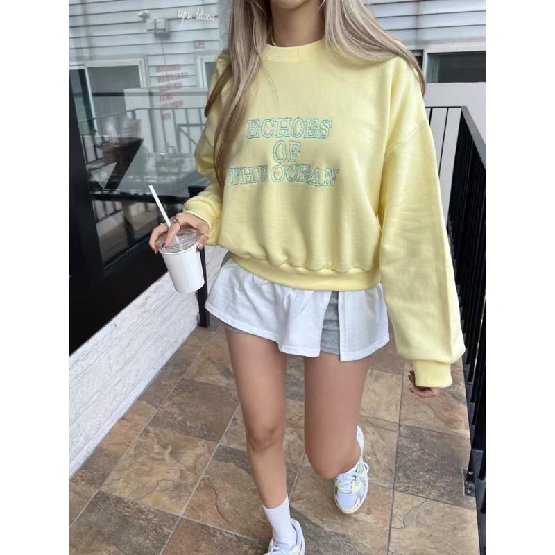 【現貨】MiaoMiao Korea 字母撞色拼接大學T plum 金髮歐膩 春季 東大門 正韓代購-細節圖6