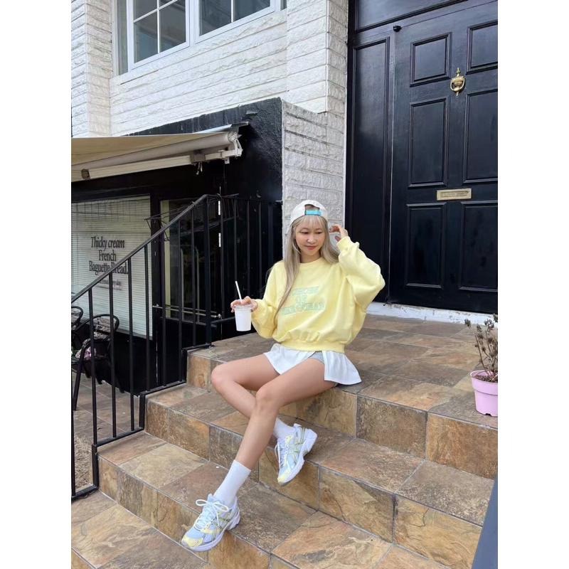 【現貨】MiaoMiao Korea 字母撞色拼接大學T plum 金髮歐膩 春季 東大門 正韓代購-細節圖7