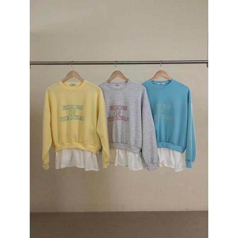 【現貨】MiaoMiao Korea 字母撞色拼接大學T plum 金髮歐膩 春季 東大門 正韓代購-細節圖9