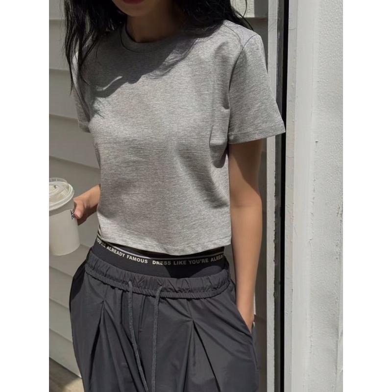 【現貨】MiaoMiao Korea 時尚態度跩姊褲😎 反折字母雙褲頭鬆緊休閒褲 春夏 東大門 正韓代購-細節圖2