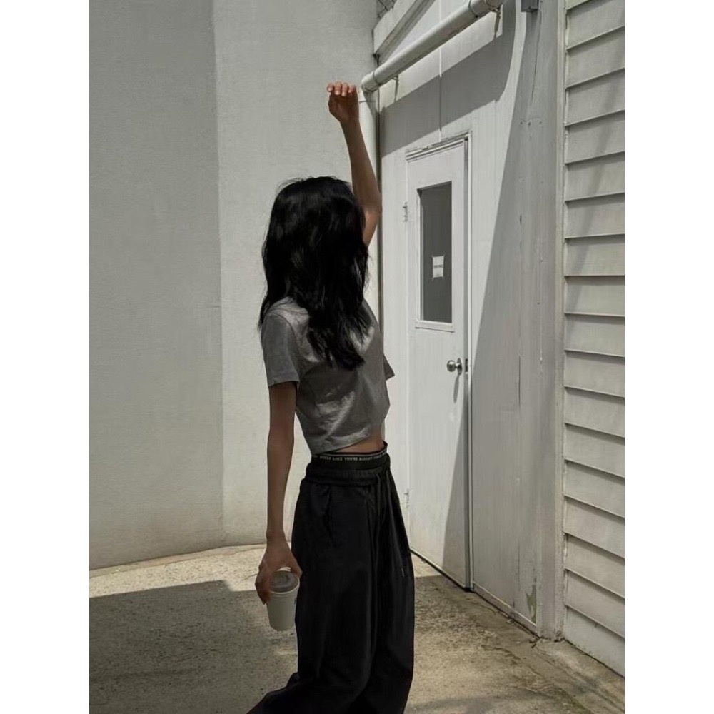 【現貨】MiaoMiao Korea 時尚態度跩姊褲😎 反折字母雙褲頭鬆緊休閒褲 春夏 東大門 正韓代購-細節圖3