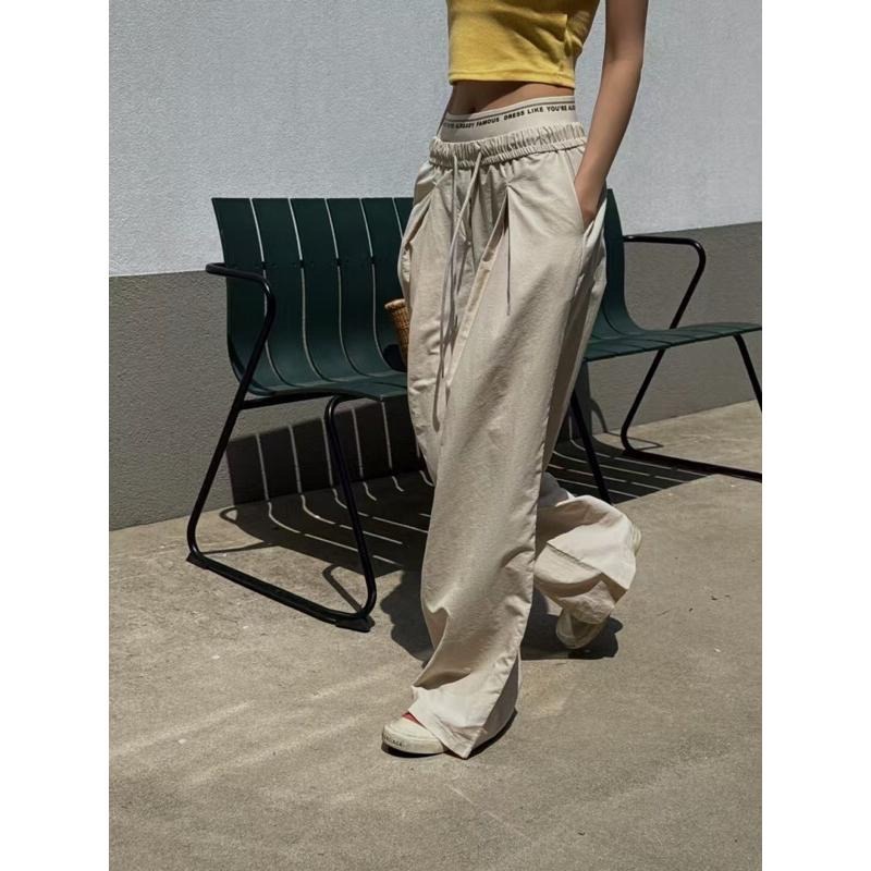 【現貨】MiaoMiao Korea 時尚態度跩姊褲😎 反折字母雙褲頭鬆緊休閒褲 春夏 東大門 正韓代購-細節圖5