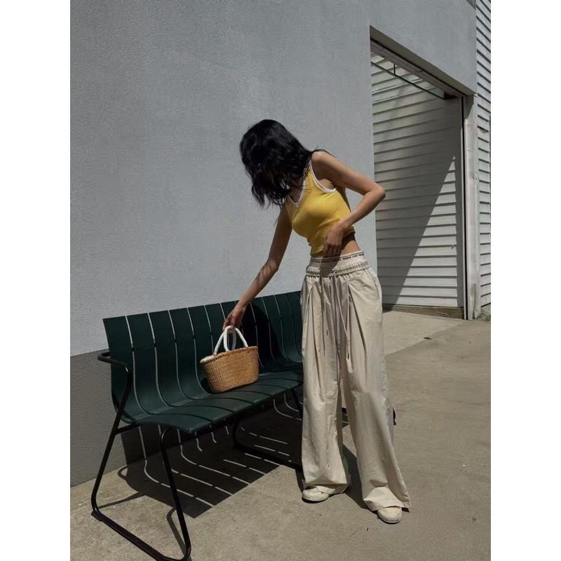 【現貨】MiaoMiao Korea 時尚態度跩姊褲😎 反折字母雙褲頭鬆緊休閒褲 春夏 東大門 正韓代購-細節圖6