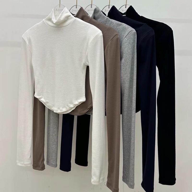 【現貨】MiaoMiao Korea 基本款 下擺圓弧高領長袖上衣 打底衣 冬季 東大門 正韓代購-細節圖6