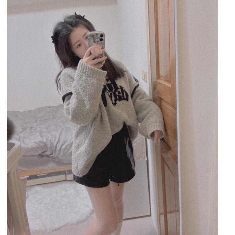 【現貨】MiaoMiao Korea 輕柔質感好 QQ毛字母長版毛衣 秋冬 東大門 正韓代購-細節圖5