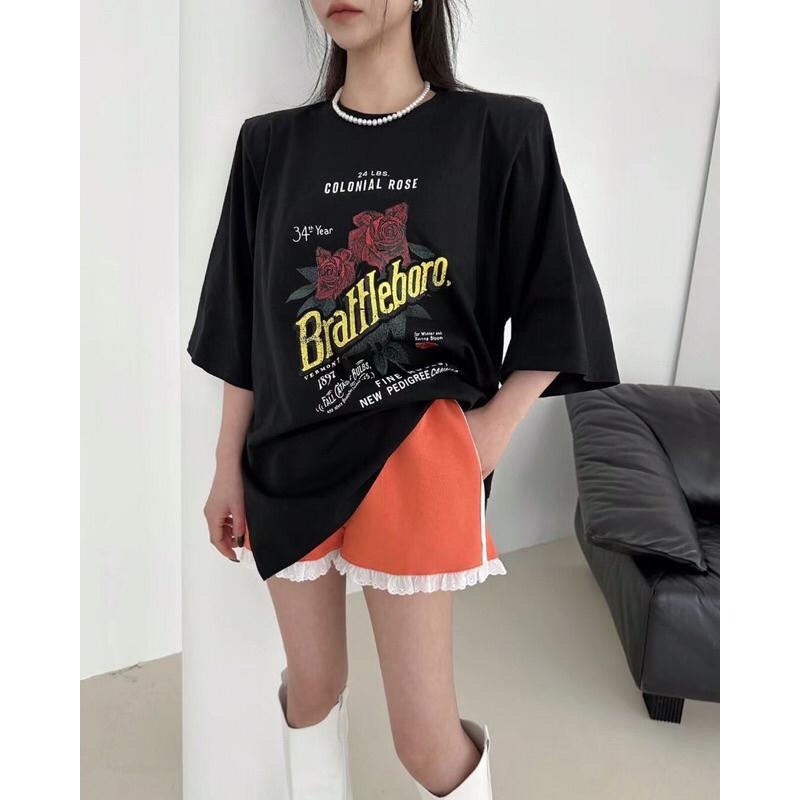 【現貨】MiaoMiao Korea 甜酷系 玫瑰字母寬鬆短袖T恤 春季 東大門 正韓代購-細節圖2