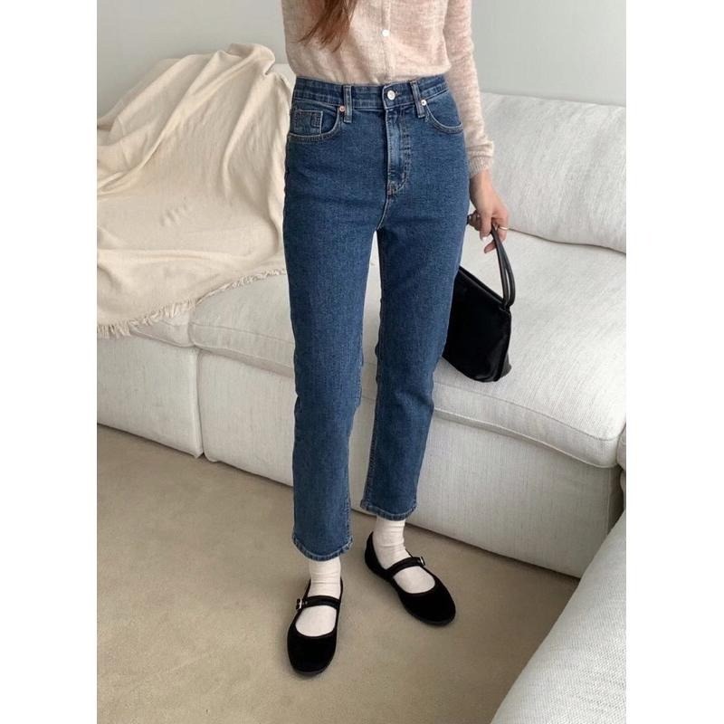 【現貨】MiaoMiao Korea 檔口大爆款🔥 （加絨 ）小直筒九分鬆緊牛仔褲 秋冬 東大門 正韓代購-細節圖2