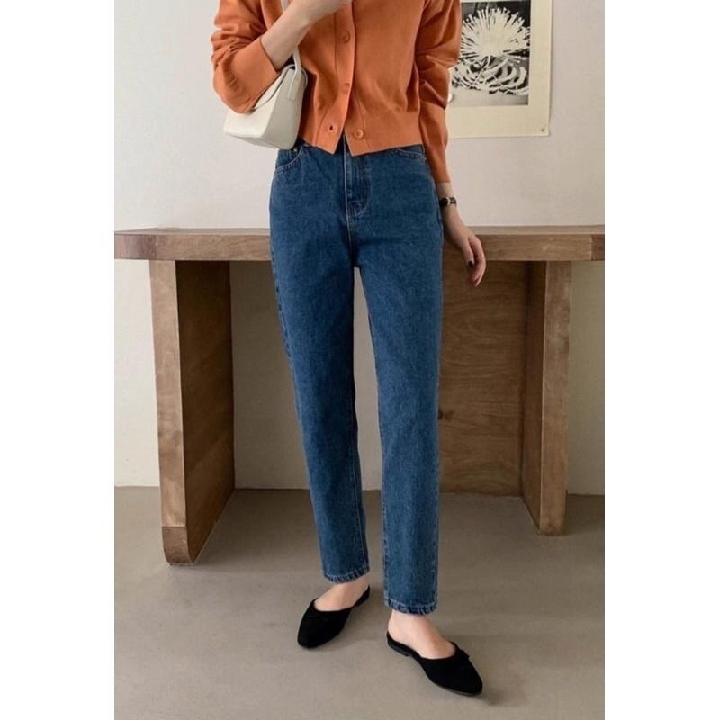 【現貨】MiaoMiao Korea 檔口大爆款🔥 （加絨 ）小直筒九分鬆緊牛仔褲 秋冬 東大門 正韓代購-細節圖3