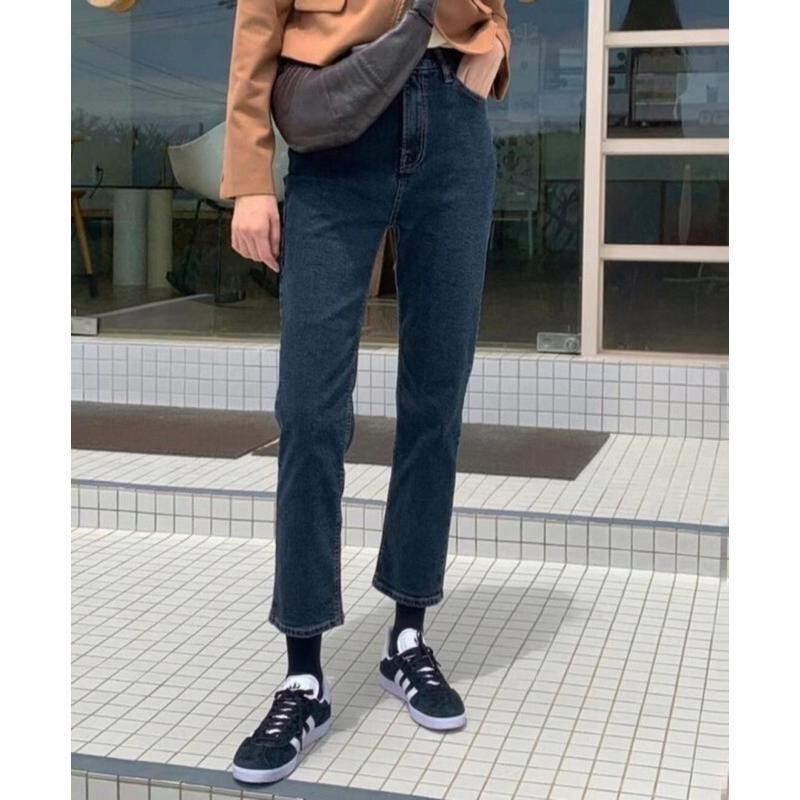 【現貨】MiaoMiao Korea 檔口大爆款🔥 （加絨 ）小直筒九分鬆緊牛仔褲 秋冬 東大門 正韓代購-細節圖4