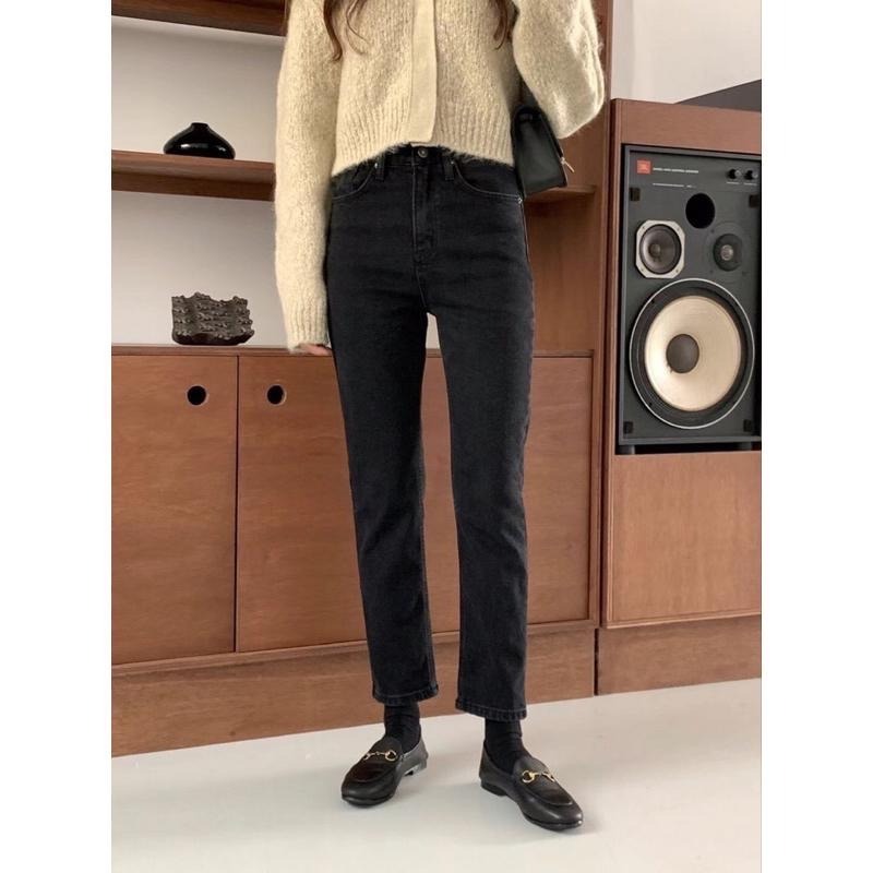 【現貨】MiaoMiao Korea 檔口大爆款🔥 （加絨 ）小直筒九分鬆緊牛仔褲 秋冬 東大門 正韓代購-細節圖7