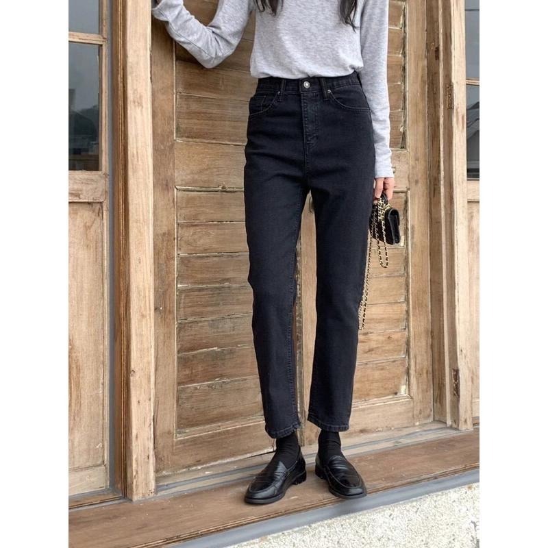 【現貨】MiaoMiao Korea 檔口大爆款🔥 （加絨 ）小直筒九分鬆緊牛仔褲 秋冬 東大門 正韓代購-細節圖8