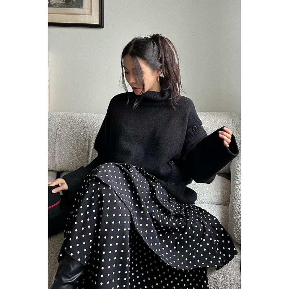 【現貨】MiaoMiao Korea 超級溫暖 設計感高領斜釦毛衣 冬季 東大門 正韓代購-細節圖5