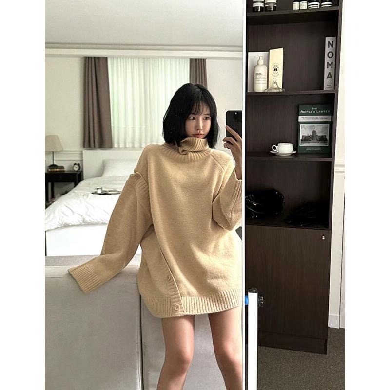 【現貨】MiaoMiao Korea 超級溫暖 設計感高領斜釦毛衣 冬季 東大門 正韓代購-細節圖9