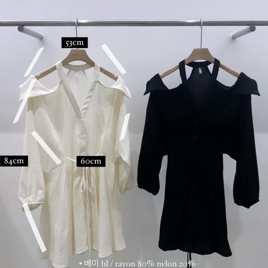 【現貨】MiaoMiao Korea 溫柔氣質 露肩傘狀套裝 Matiere IU歐膩 秋季 東大門 正韓代購-細節圖4