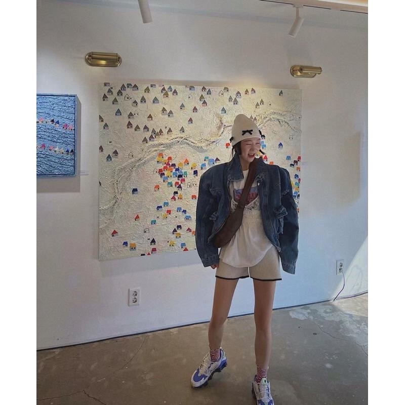 【現貨】MiaoMiao Korea 怎麼那麼好看😍 絲絨蝴蝶結掛飾撞色針織帽 秋冬 東大門 正韓代購-細節圖6