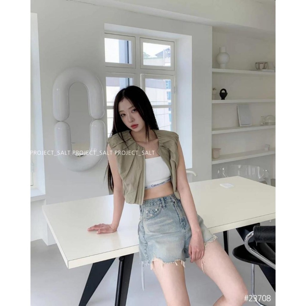 【現貨】MiaoMiao Korea 基本款 高腰洗舊牛仔短褲 夏季 東大門 正韓代購-細節圖2