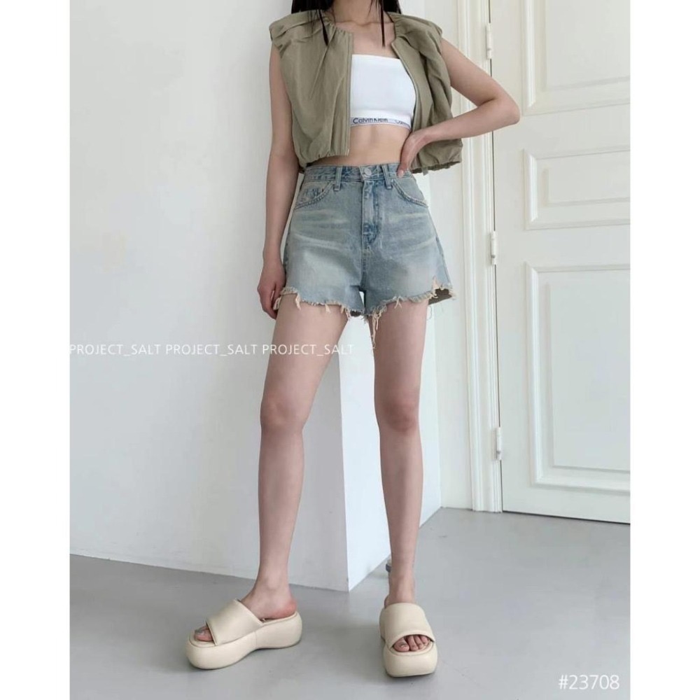 【現貨】MiaoMiao Korea 基本款 高腰洗舊牛仔短褲 夏季 東大門 正韓代購-細節圖8