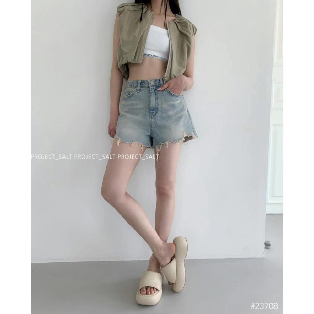 【現貨】MiaoMiao Korea 基本款 高腰洗舊牛仔短褲 夏季 東大門 正韓代購-細節圖9