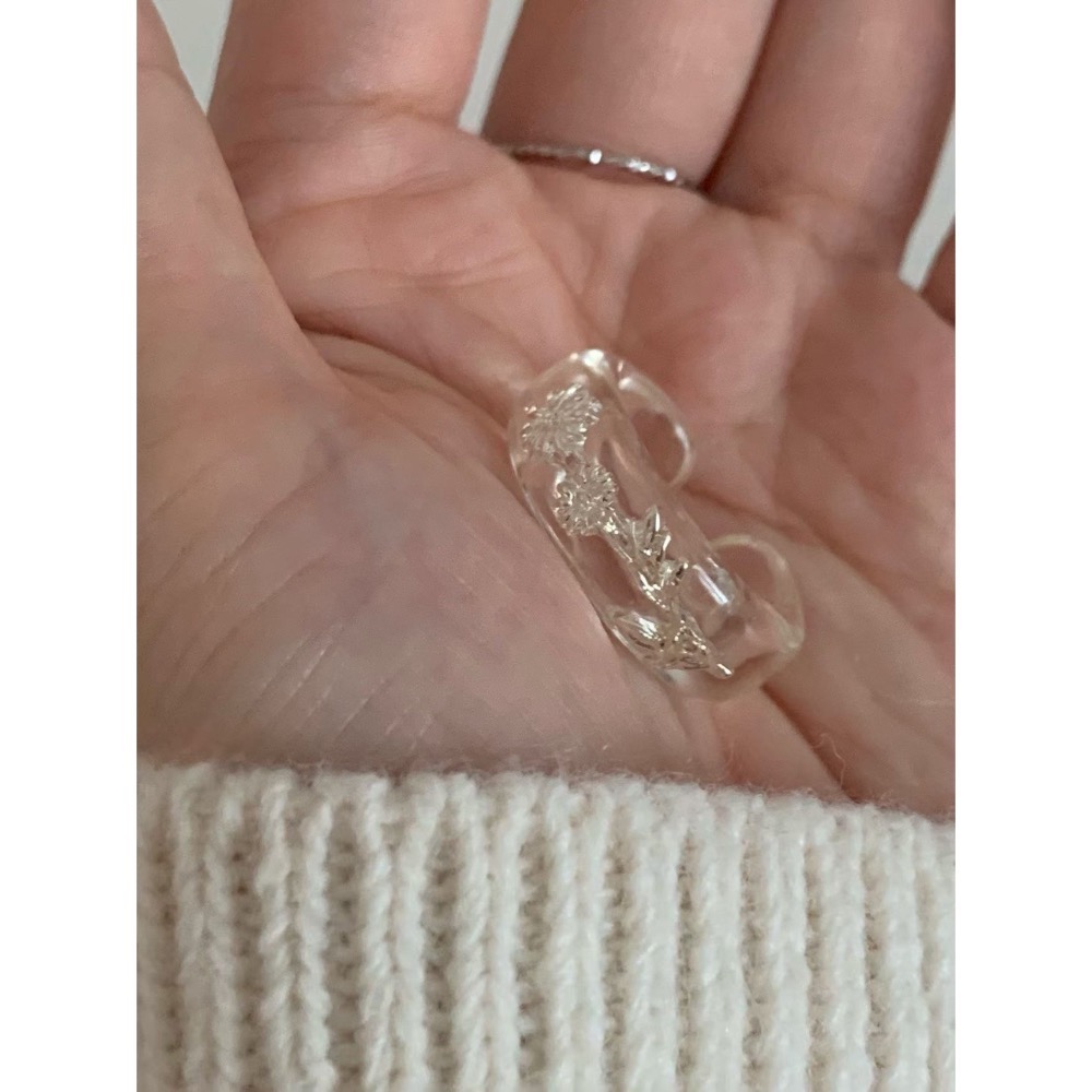 MiaoMiao Korea 晨曦小花 清新晶透樹脂花朵戒指 秋冬 東大門 正韓代購-細節圖2