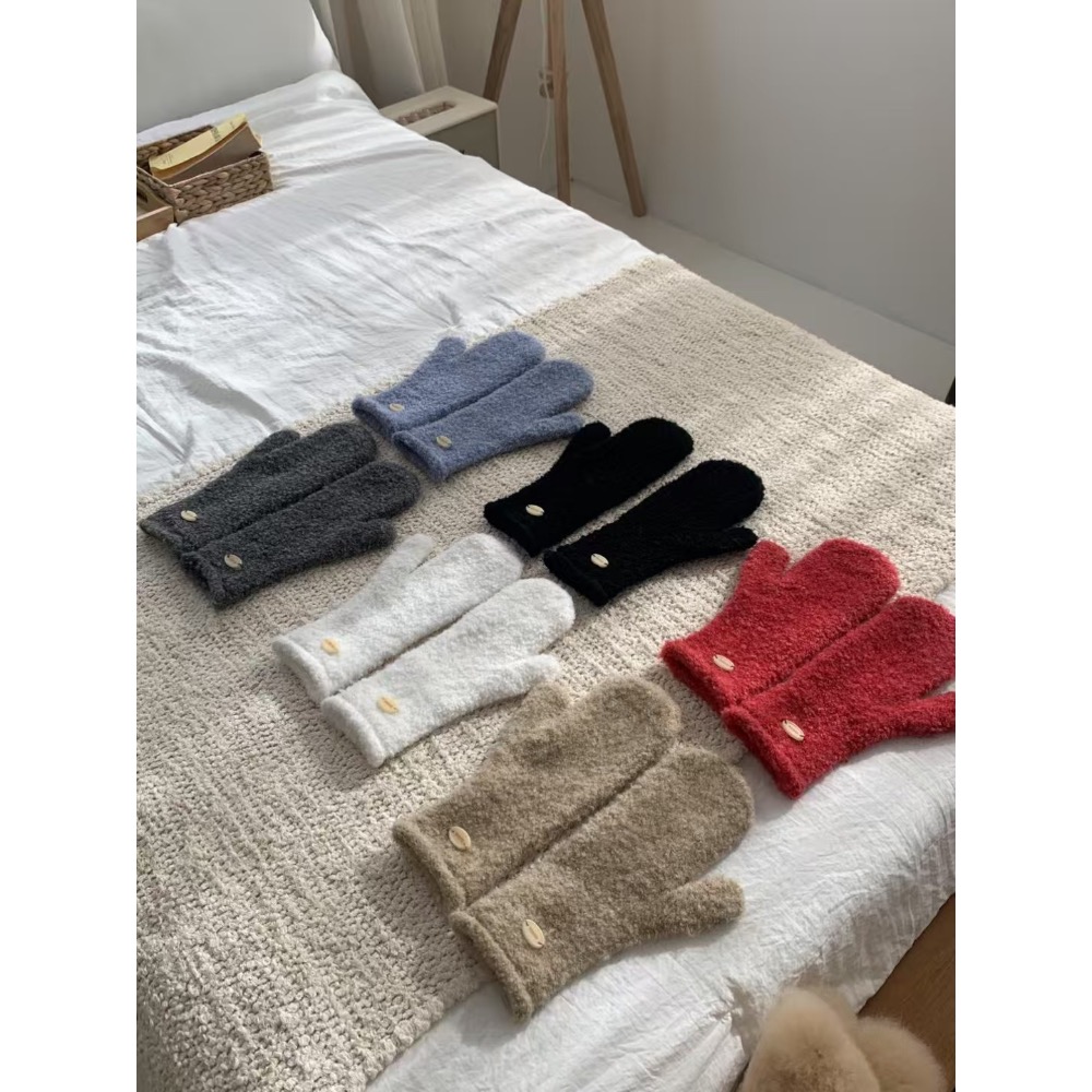 MiaoMiao Korea 可愛度爆表💥 可愛羊毛絨連指手套 冬季 東大門 正韓代購-細節圖4