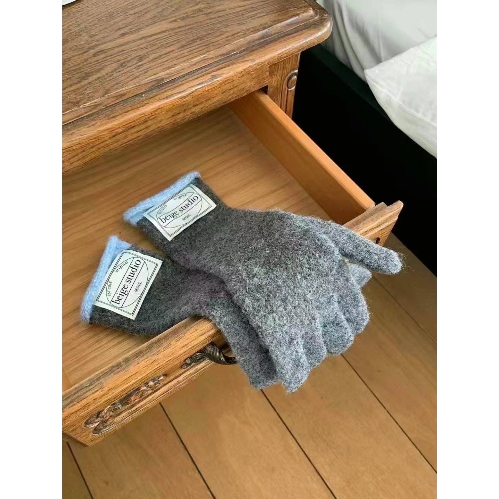 MiaoMiao Korea 可觸控撞色針織手套 冬季 東大門 正韓代購-細節圖6