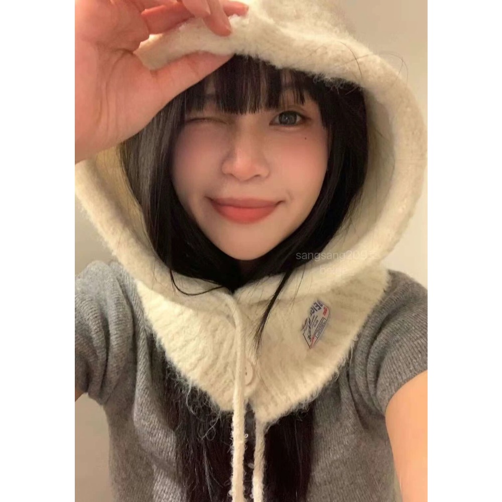 MiaoMiao Korea 🌟韓星都在戴🌟 巴拉克拉法帽 羊絨圍巾帽 秋冬 東大門 正韓代購-細節圖2