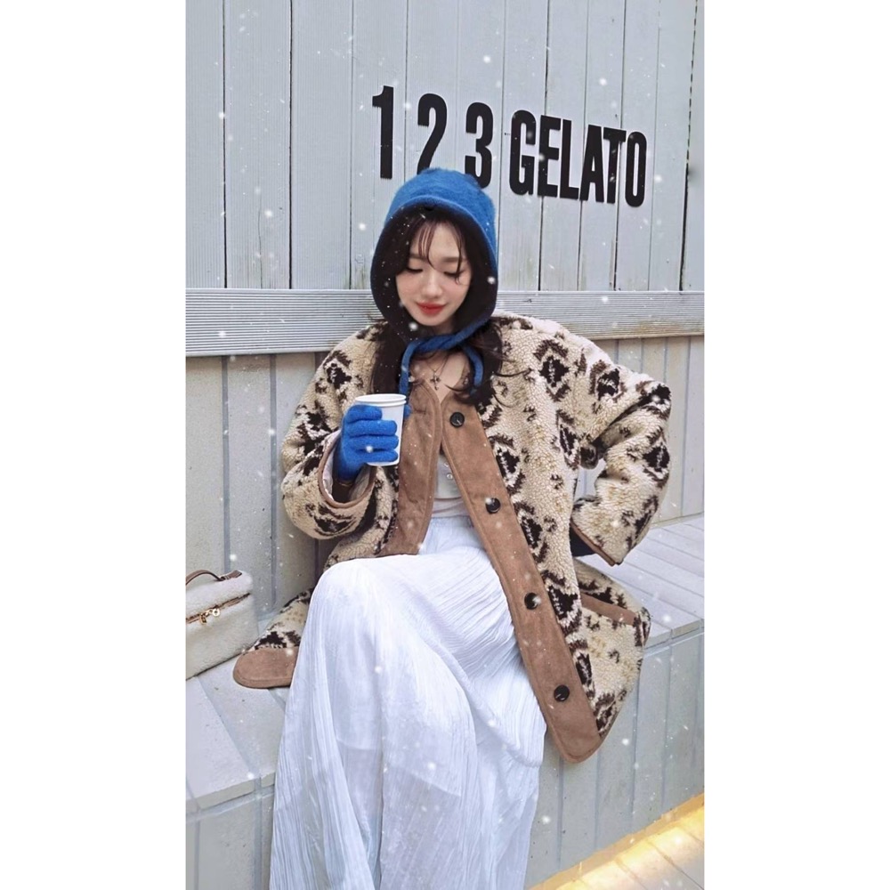 MiaoMiao Korea 費爾島羊羔毛鋪棉雙面大衣 Copiner 漂亮歐膩 秋冬 東大門 正韓代購-細節圖2