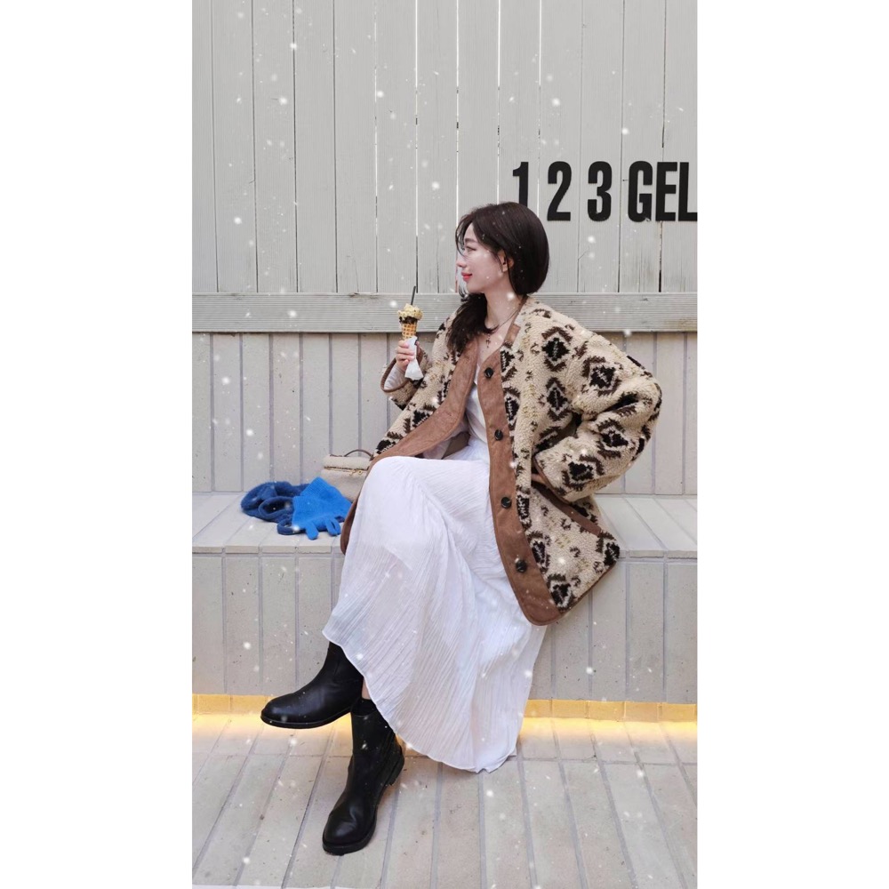 MiaoMiao Korea 費爾島羊羔毛鋪棉雙面大衣 Copiner 漂亮歐膩 秋冬 東大門 正韓代購-細節圖3