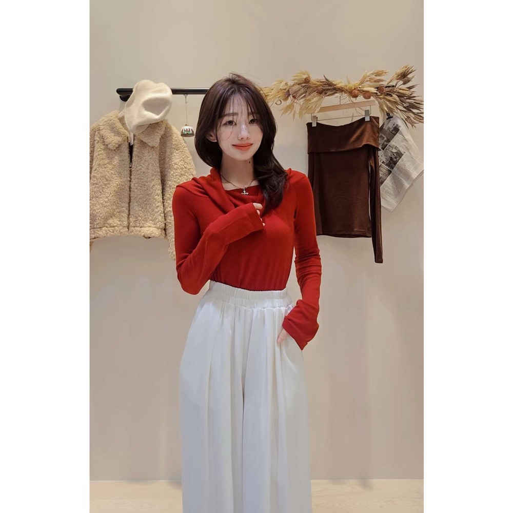 MiaoMiao Korea 多穿法露肩天絲羊毛超彈力T Copiner 漂亮歐膩 秋冬 東大門 正韓代購-細節圖2