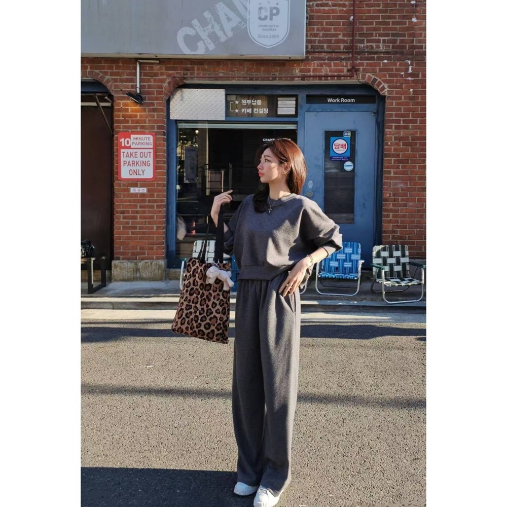 MiaoMiao Korea 磨毛休閒鬆弛感套裝 上衣+長褲 Copiner 漂亮歐膩 秋冬 東大門 正韓代購-細節圖6