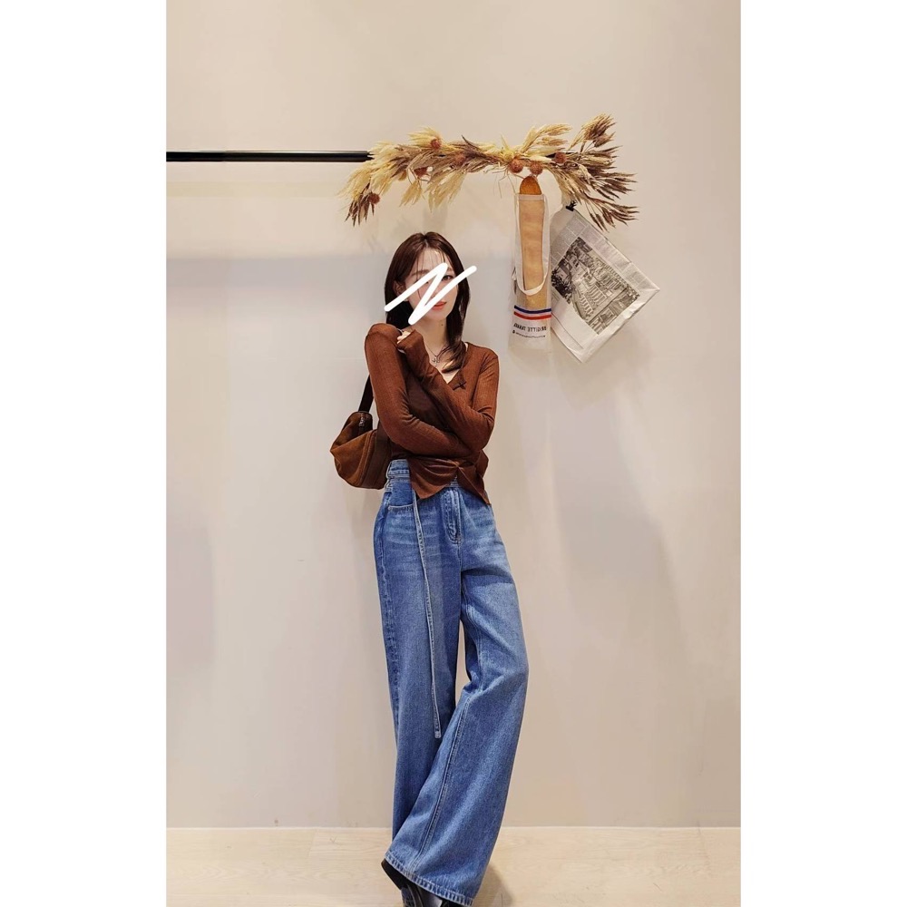 MiaoMiao Korea 歐美時髦的腰帶微寬牛仔褲 Copiner 漂亮歐膩 秋冬東大門 正韓代購-細節圖2