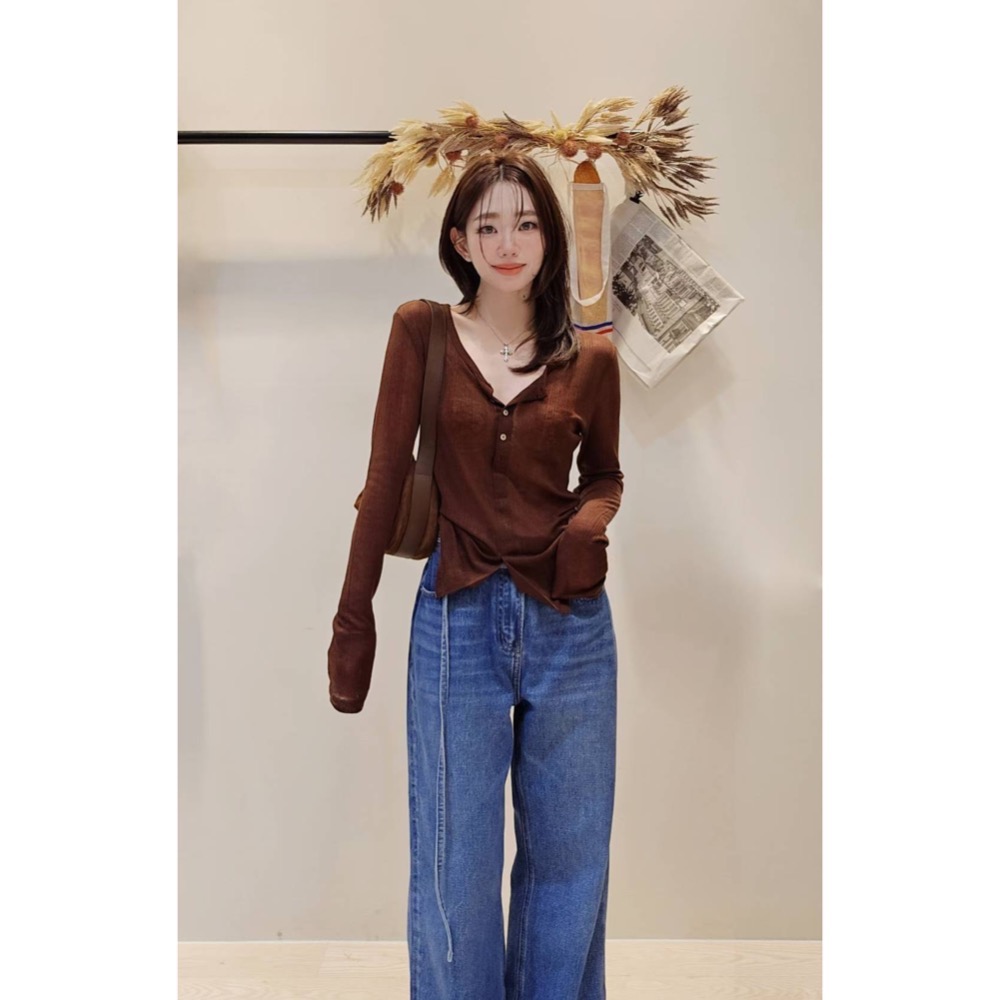 MiaoMiao Korea 歐美時髦的腰帶微寬牛仔褲 Copiner 漂亮歐膩 秋冬東大門 正韓代購-細節圖3