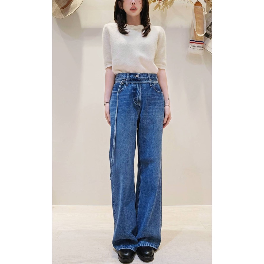 MiaoMiao Korea 歐美時髦的腰帶微寬牛仔褲 Copiner 漂亮歐膩 秋冬東大門 正韓代購-細節圖4