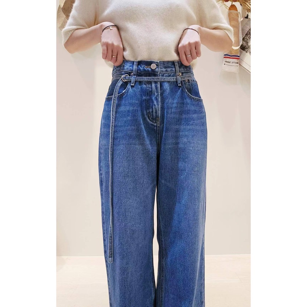 MiaoMiao Korea 歐美時髦的腰帶微寬牛仔褲 Copiner 漂亮歐膩 秋冬東大門 正韓代購-細節圖7