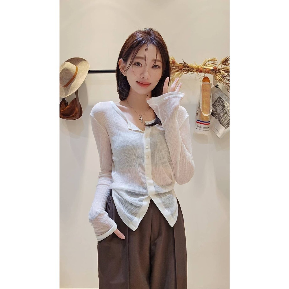 MiaoMiao Korea 開衩天絲羊毛亨利領T Copiner 漂亮歐膩 秋季 東大門 正韓代購-規格圖11