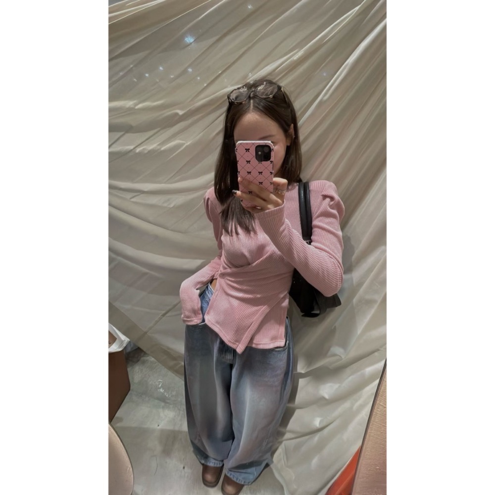 【現貨】MiaoMiao Korea 交叉釦設計澎袖上衣 Mienne 米妮歐膩 秋冬 東大門 正韓代購-細節圖9