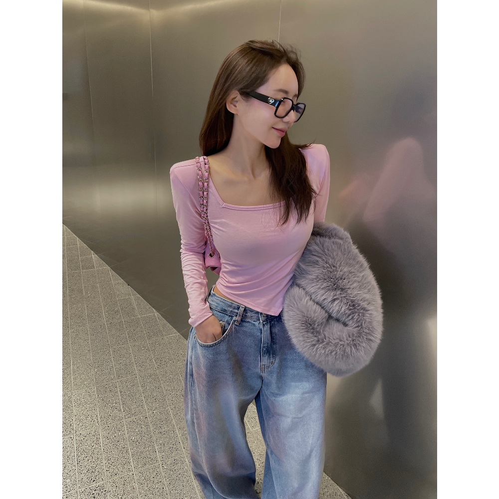 【現貨】MiaoMiao Korea 方領不規則下擺長袖上衣 Mienne 米妮歐膩 秋季 東大門 正韓代購-細節圖3