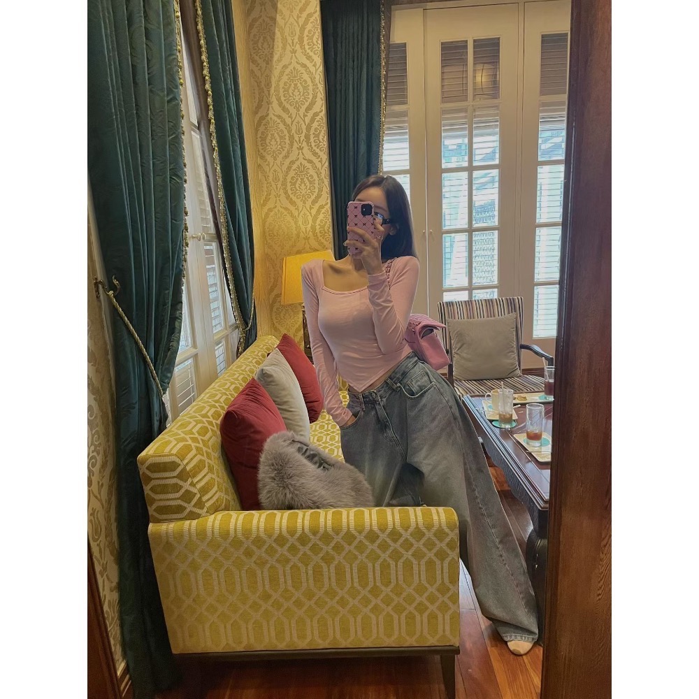 【現貨】MiaoMiao Korea 方領不規則下擺長袖上衣 Mienne 米妮歐膩 秋季 東大門 正韓代購-細節圖6