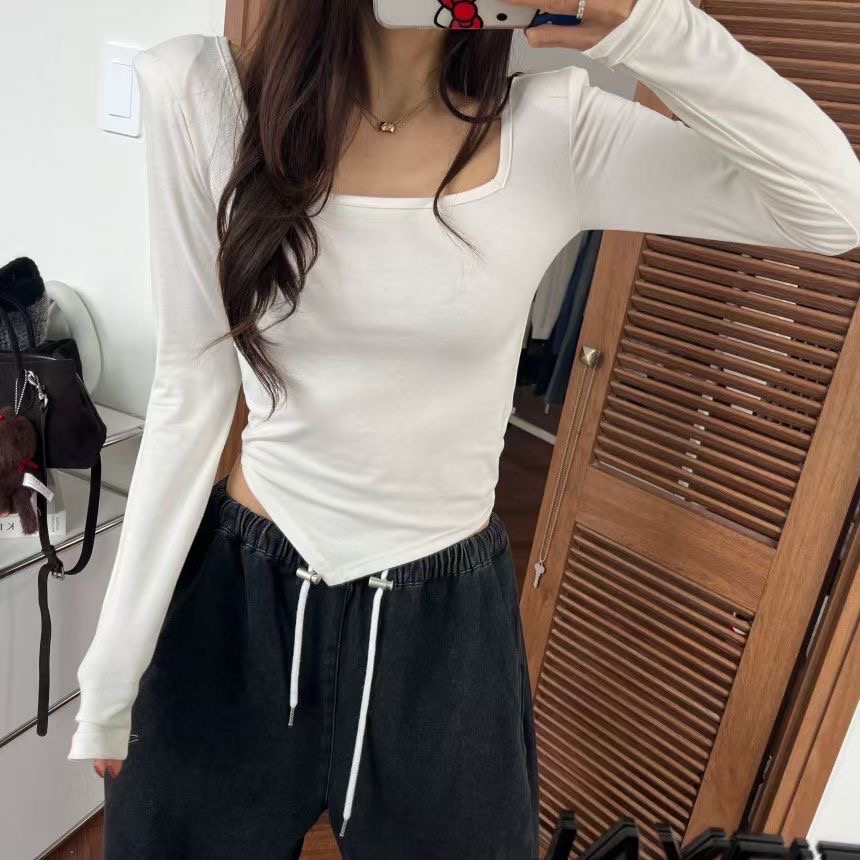 【現貨】MiaoMiao Korea 方領不規則下擺長袖上衣 Mienne 米妮歐膩 秋季 東大門 正韓代購-細節圖7