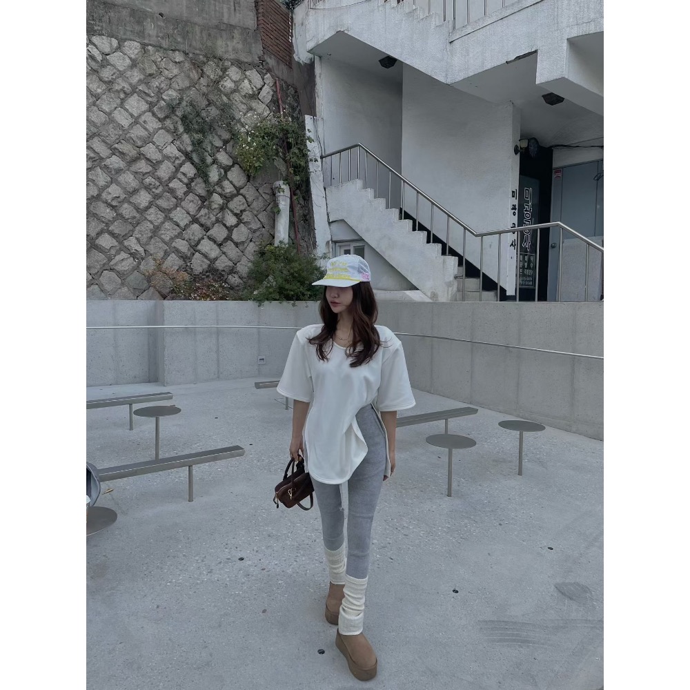 MiaoMiao Korea 加絨加厚‼️ 內刷絨短袖寬鬆素T Mienne 米妮歐膩 東大門 正韓代購-細節圖3