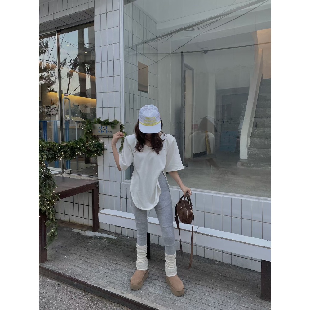 MiaoMiao Korea 加絨加厚‼️ 內刷絨短袖寬鬆素T Mienne 米妮歐膩 東大門 正韓代購-細節圖4