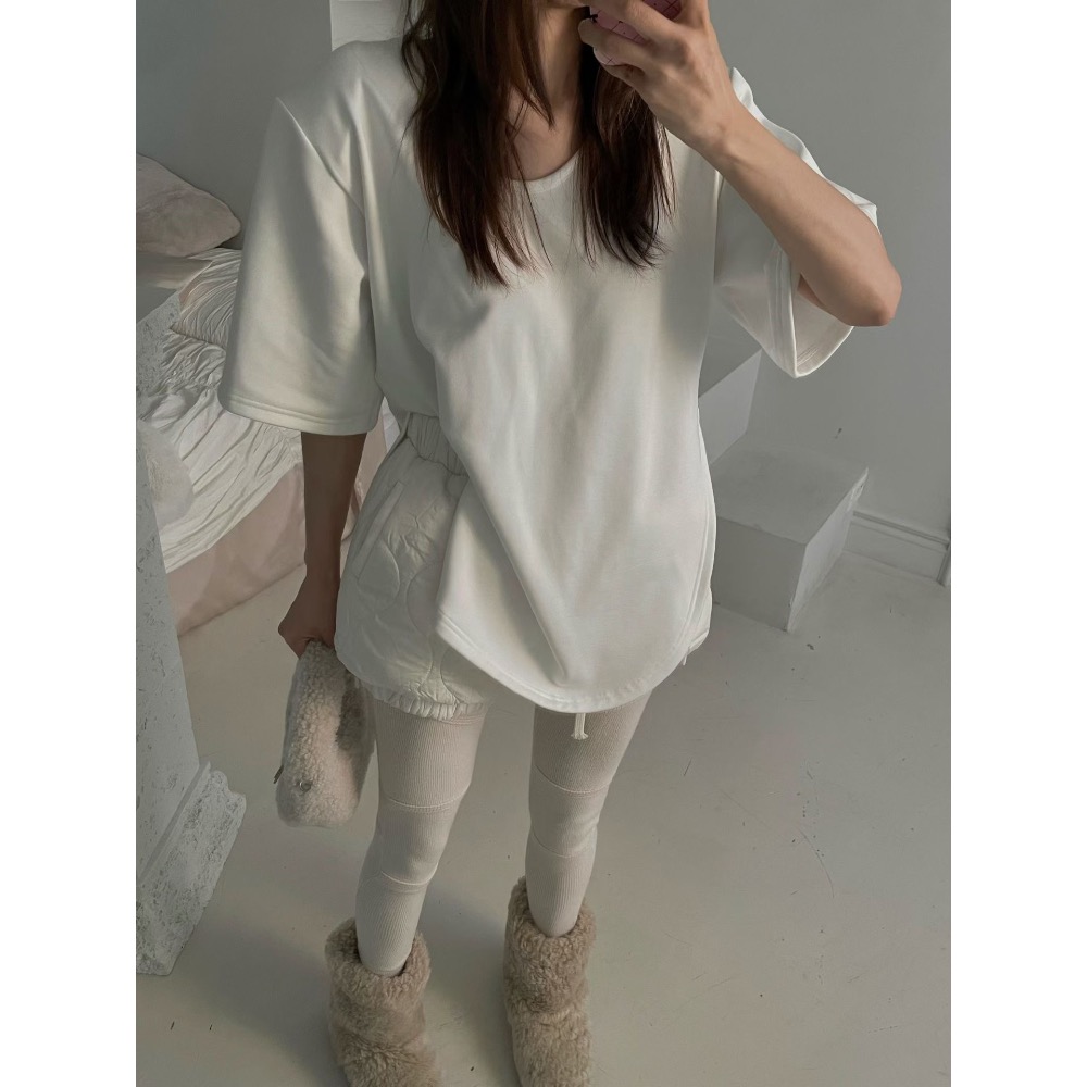 MiaoMiao Korea 加絨加厚‼️ 內刷絨短袖寬鬆素T Mienne 米妮歐膩 東大門 正韓代購-細節圖8