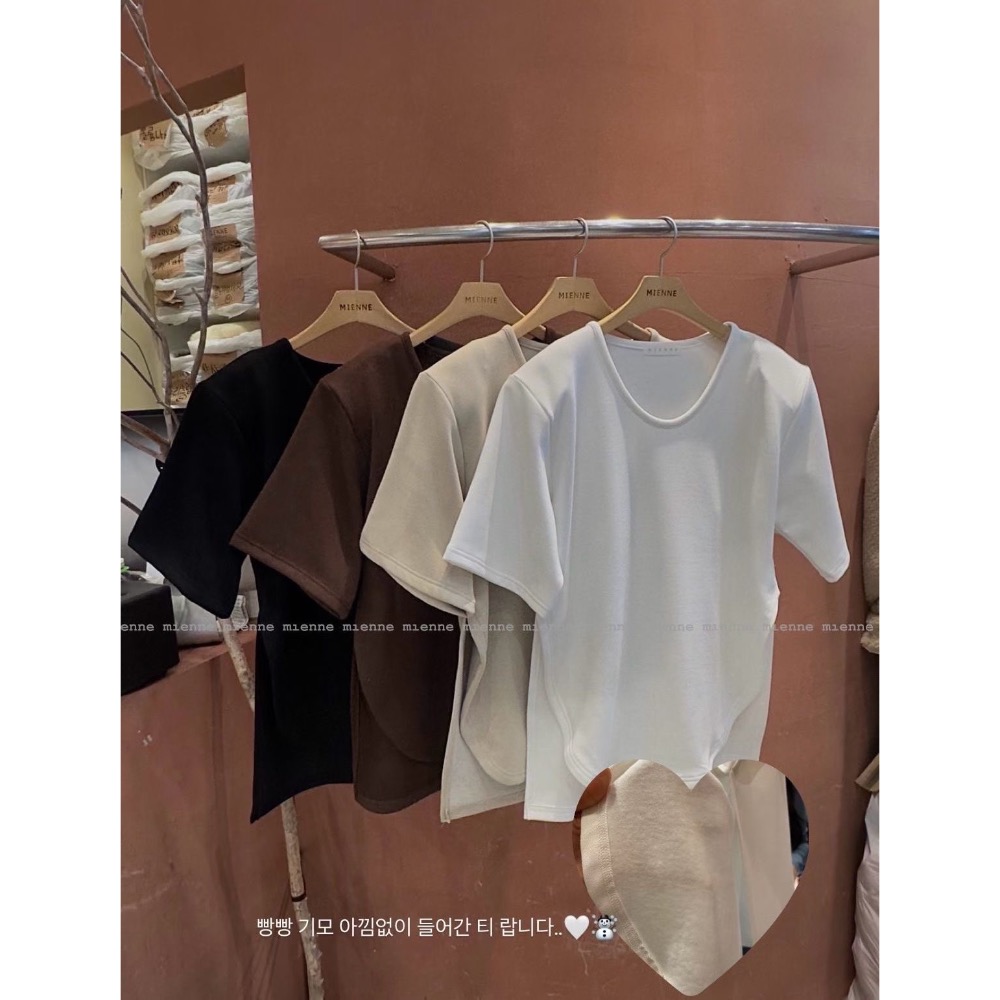 MiaoMiao Korea 加絨加厚‼️ 內刷絨短袖寬鬆素T Mienne 米妮歐膩 東大門 正韓代購-細節圖11