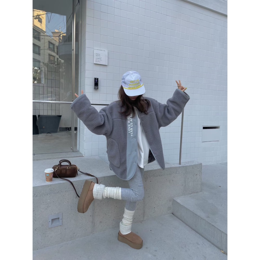 MiaoMiao Korea 羊羔毛壓扣鋪棉外套 Mienne 米妮歐膩 冬季 東大門 正韓代購-細節圖3