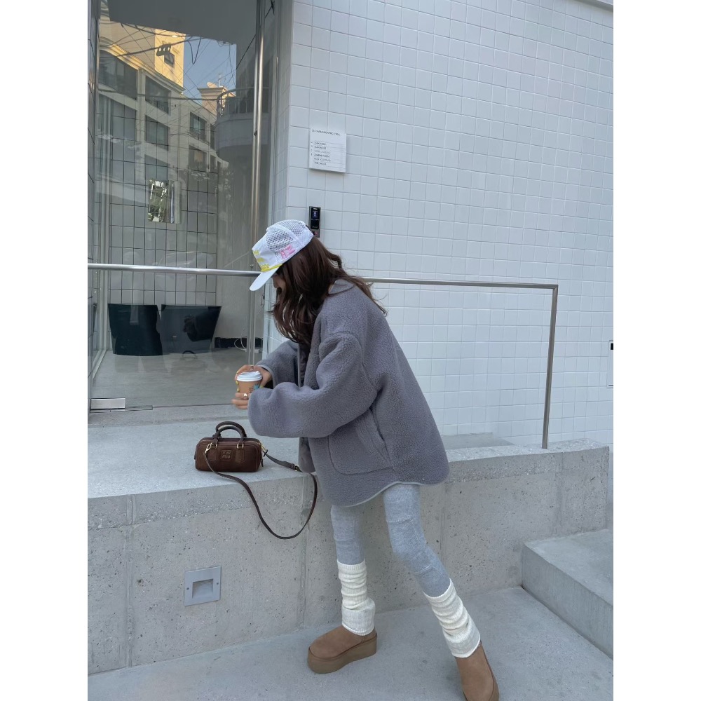 MiaoMiao Korea 羊羔毛壓扣鋪棉外套 Mienne 米妮歐膩 冬季 東大門 正韓代購-細節圖4