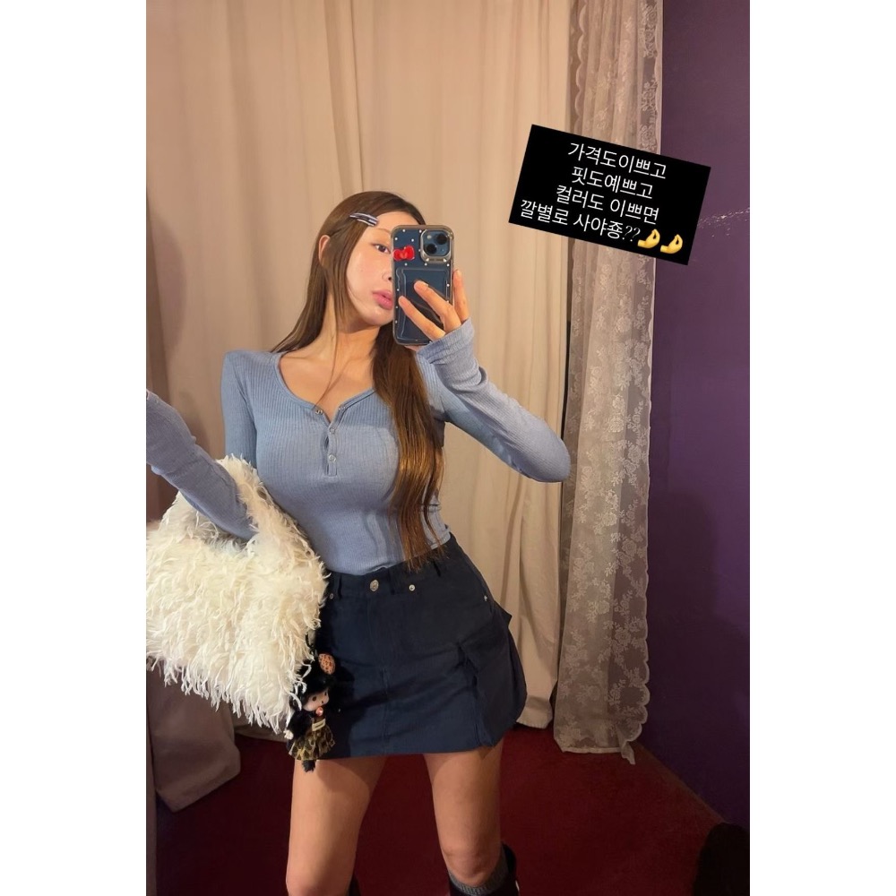 MiaoMiao Korea 亨利領開釦長袖上衣 Mienne 米妮歐膩 秋冬 東大門 正韓代購-細節圖8