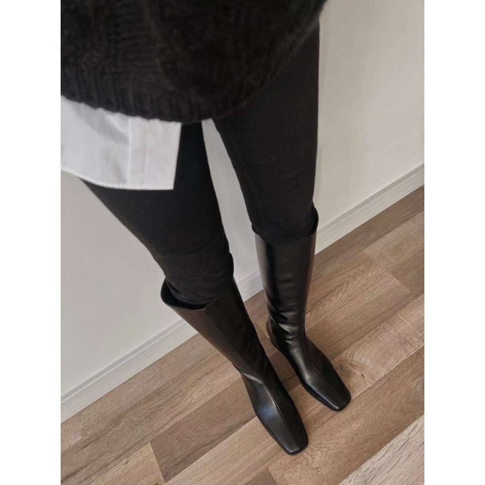 【現貨】MiaoMiao Korea ｜日常必備・穩走系長靴｜ 經典小方頭粗跟長靴 秋冬 東大門 正韓代購-細節圖2